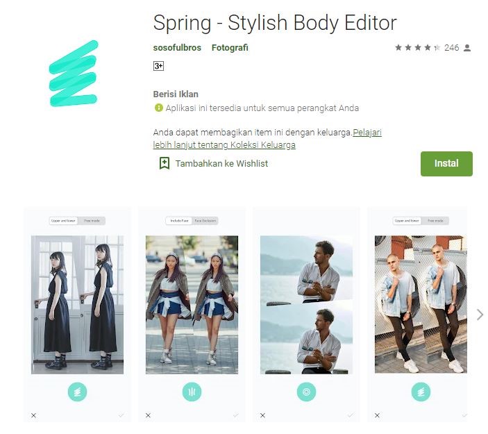 Aplikasi spring Edit Foto Bikin Tirus dan Langsing di Android
